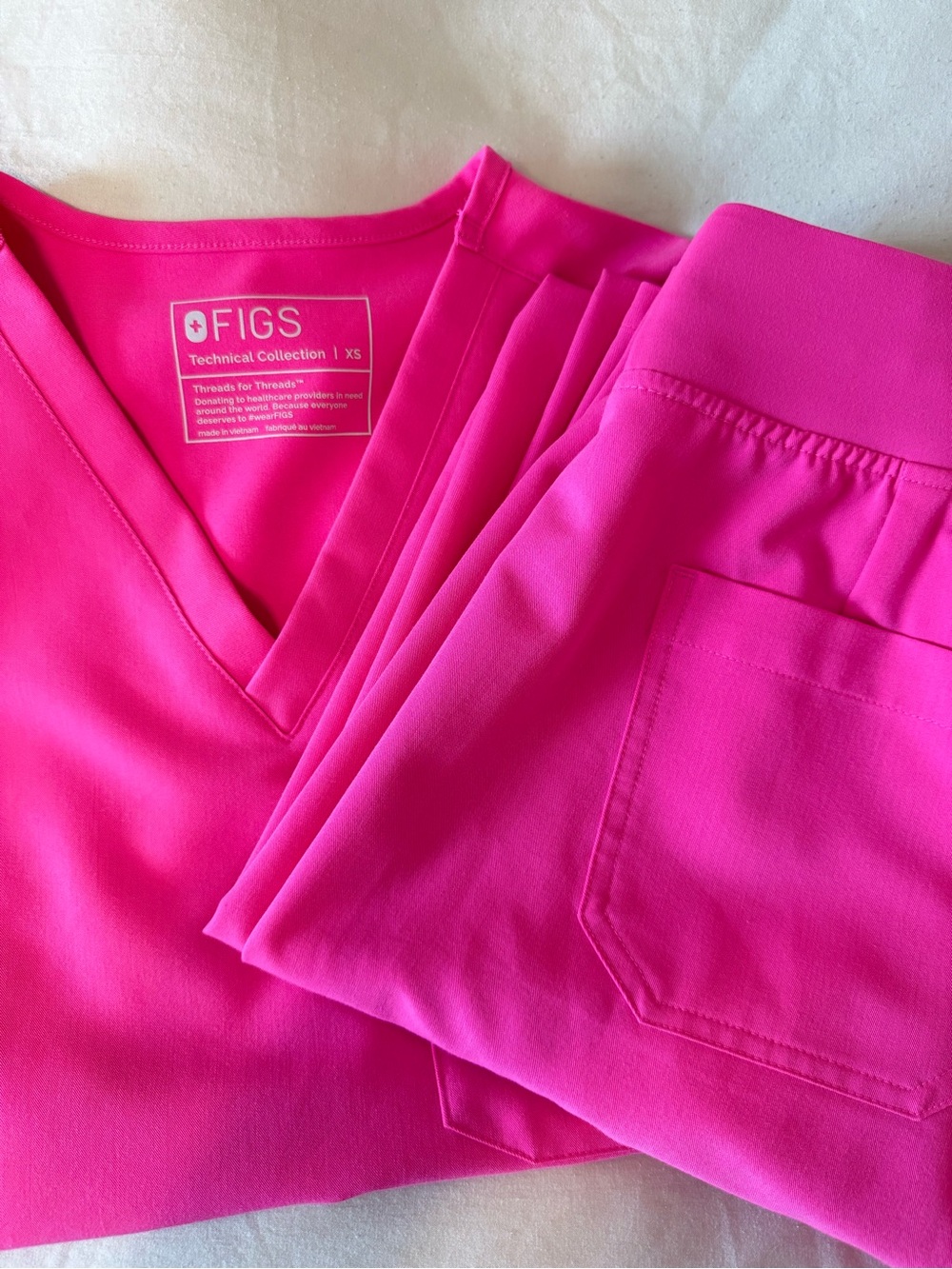 FIGS Women's Rapid Response Pink - Catarina Top XS & High Rise Livingston XS/T
